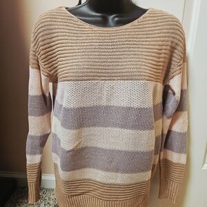 New York & Company Striped Sparkly Sweater